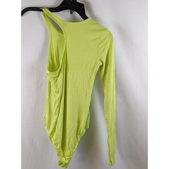 One Sleeve Asymmetrical Lime Green Bodysuit Wild Fable M Snap Layering One Piece - Picture 6 of 9